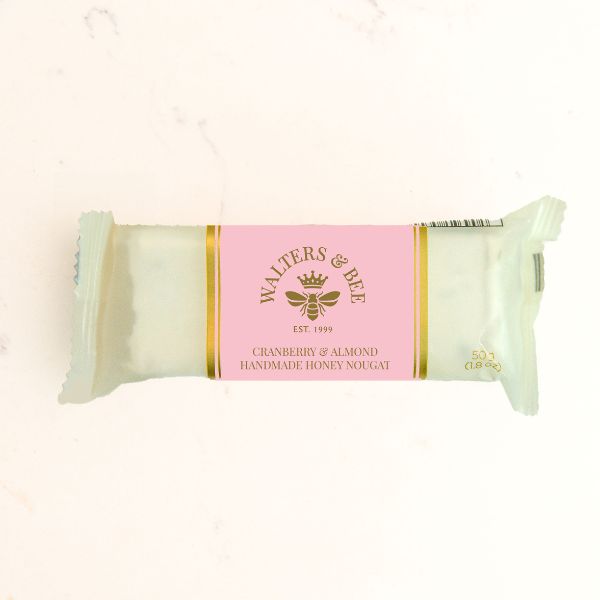 50g Cranberry and Almond Honey Nougat Bar